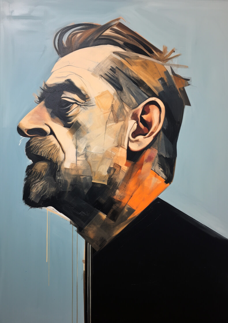 Rohe Figurenmalerei, die Bacons expressionistische Bildsprache mit minimalistischer Ästhetik vereint